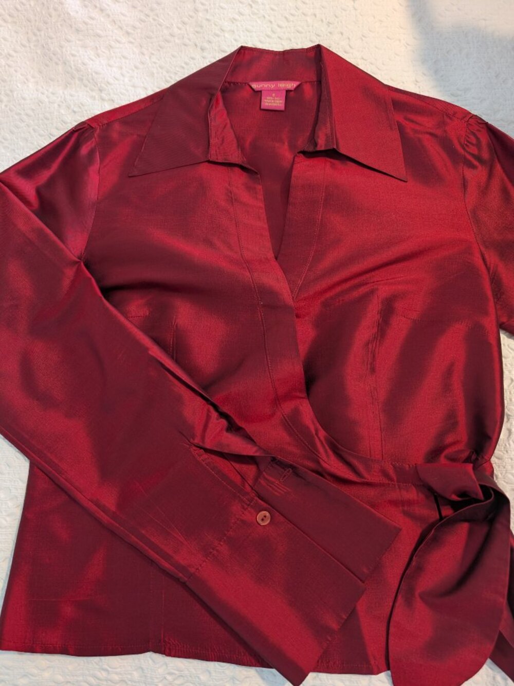 Sunny Leigh Silk Taffeta Blouse with tie front